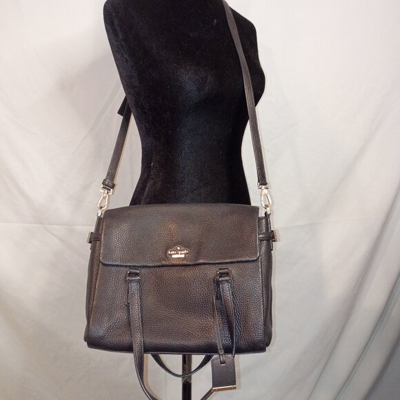KATE SPADE NY Holden Street "Leslie" Black Pebbled Leather 2-way Bag - Picture 1 of 14